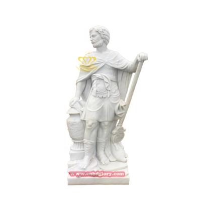 China Eco - Friendly Bespoke Hand Carved Figure Sculpture Natural Marble Soldiers Statues for sale