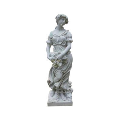 China Eco - Friendly Natural Stone Custom Design Garden Ornament Products Woman Figure Statues Marble for sale