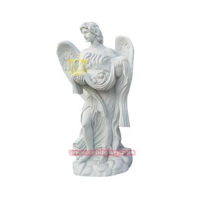 China Large Famous Sculpture Eco-friendly Big Angel Figure With Fruit Marble Statues for sale