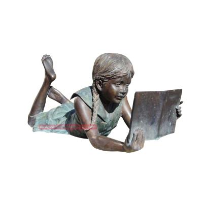 China Europe Garden Ornament Cnbdglory Products Sculpture Bronze Girl Reading Figure Statues for sale