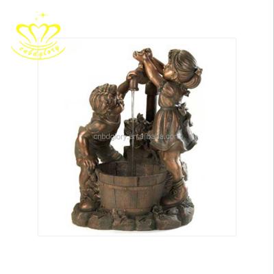 China Europe Metal Sculpture Action Number Little Boy Bronze Statues and Girl Game for sale