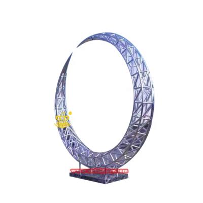 China Europe Wholesale Large Sculpture Modern Mirror Polished Stainless Steel Sculpture Outer Rings for sale