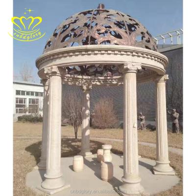 China Eco-friendly large sculpture natural stone castle used luxury new style white marble outdoor marble gazebo for sale