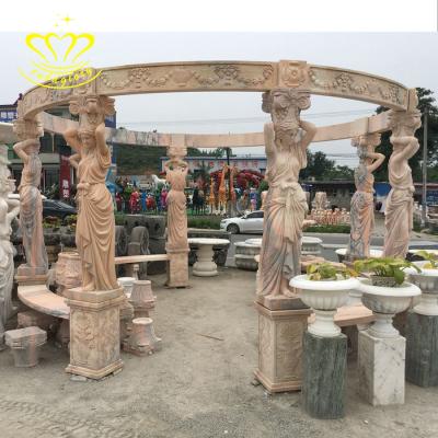 China Great Quality Large Modern Natural Sculpture Stone Carved White Marble Gazebo, Marble Gazebo for sale