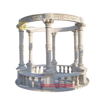 China Large Eco - Friendly Sculpture Natural Stone Marble Carving Garden Pavilion Marble Gazebo for sale