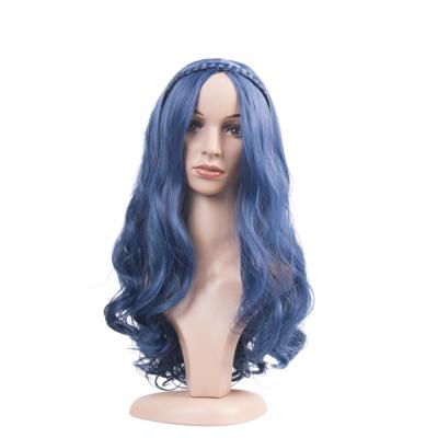 China Blue Deep Wave Descendants Evie Cosplay Wig Long Wavy Famale Fashion Costume Party Wig for sale