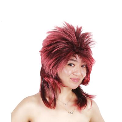 China Hot Selling Red Brown Long Part Body Wave Synthetic Hair Wigs Shape Punk Wigs For Sale for sale