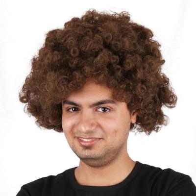 China Cheap Brown Synthetic Afro Kinky Big Wave Wig Men for sale