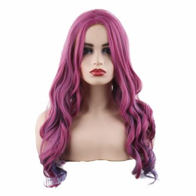 China Descendants 3 Wavy Pink Cosplay Audrey Wig Heat Resistant Long Wig Women for sale