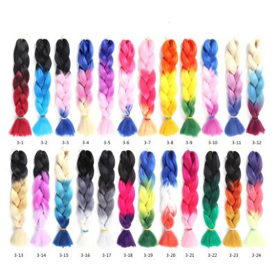 China HT Price Eco-friendly Material Best Double Colors 24inch Synthetic Hair Jumbo Braid Synthetic Braiding Hair for sale