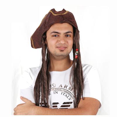 China Wholesale Pirates Halloween Hat Wig Pirates Jack Sparrow Caribbean Caribbean Hats Costume Props Wigs Party Hat for sale