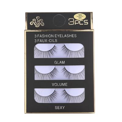 China Eco-Friendly Synthetic 3 Pairs Pack 3D Natural Mink Eyelashes by Mink Private Label Individual Eyelashes for sale