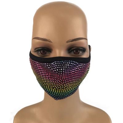 China Environmental rhinestones + cloth factory cotton rhinestone fabric wholesale bling face masking for sale