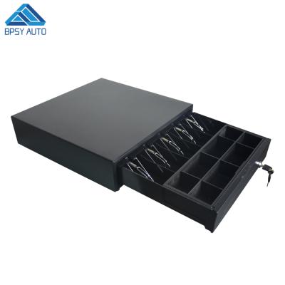 China Metallic Electronic 410 Position Cash Drawer Box Automatic Manual Open 5 Bill 8 Coin Open Security Lock Adjustable Coin Trays With RJ11 for sale