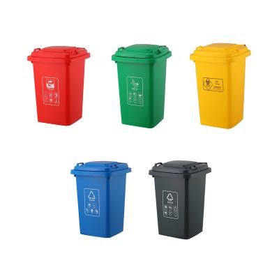 China Sustainable Public Place Durable Outdoor Roadside Rectangle Plastic Trash Can 30L Recycle Bins for sale