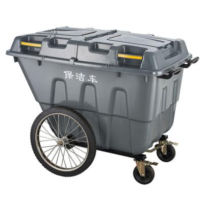 China Factery Sustainable Prices Outdoor Plastic Mobile 400L Cart Recycling Compost Waste Storage Rubbish Bins With Wheels for sale