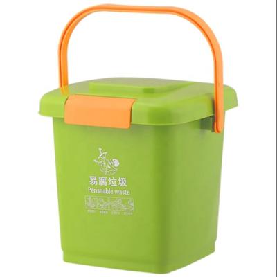 China Viable Single Manufacturers Cheap Waste Garden Kitchen Compost Bin 8L Mini Waste Cans Plastic Handheld With Lock for sale