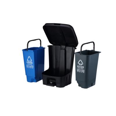 China 16L Plastic Swing Garbage Waste Bins Stackable Recycling Bin Cover Sustainable Outdoor Double Street Trash Bin for sale