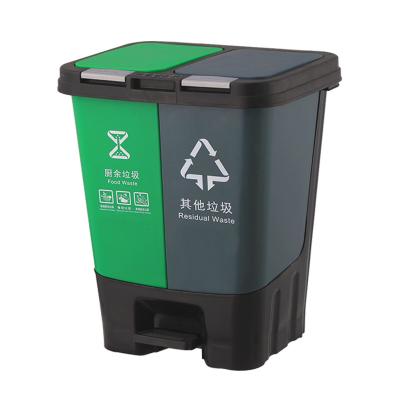 China Sustainable 40L Double Box Bin Compact Foot Pedal Matching Plastic Bin For Household Garbage Bin for sale