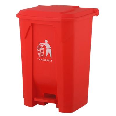 China Sustainable Plastic 80L Step Pedal Industrial Outdoor Waste Recycling Storage Waste Bin Trash Can For Park Hospital for sale