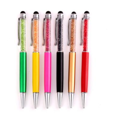 China Promotional Gift Pen Colorful Crystal Filled Pens Diamond Crystal Stylus Pen Novelty Crystal Metal Ballpoint Pen With Custom Logo for sale