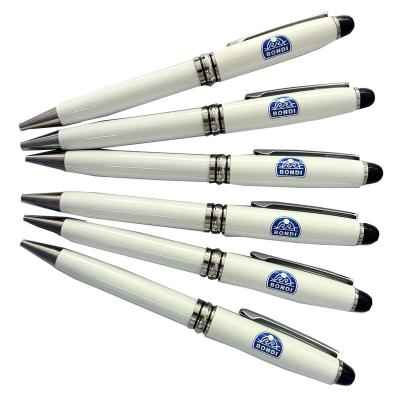 China Promotional Custom Stylish Logo Hotel Office Supplies Metal Tip Tip Pen Good Quality White Pen Stylish Promotional Twist for sale