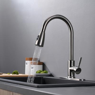 Cina Hot Selling Sense Faucets Stainless Steel Pull Out To Lower Spray Hand Touch Sensor Kitchen Faucet With Lid in vendita