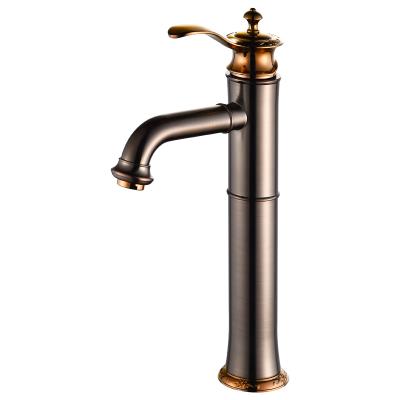 China Contemporary Antique Brushed Bronze Gold Bathroom Basin Brass Water Taps for sale