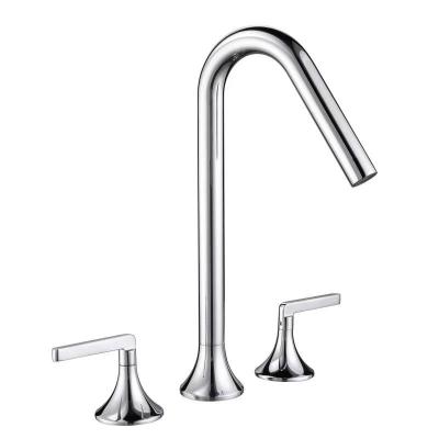 China Hot Sale Chrome Matte Gold 3 Hole Black Single Handle Vanity Sink Basin Metered Bathroom Faucet Double Taps for sale