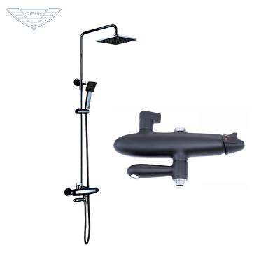 China With Matte Black Slide Bar Submersible Bathroom Rainfall Bath Mixer Faucets Tap Rain Shower Set for sale