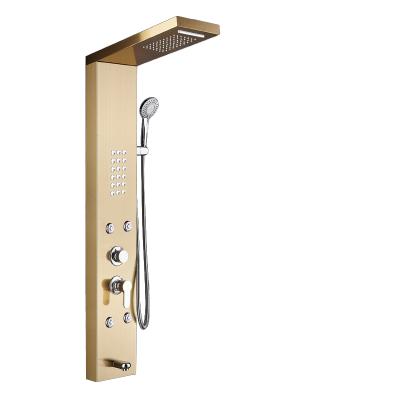 China HOT SALE 304 Stainless Steel Bathroom Sliding Bar Column System Wall Mounted Golden Shower Panel Set Without Column System for sale