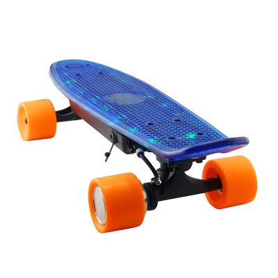 China High-elasticity PU factory promotion four wheels electric skateboard with LED lights for sale