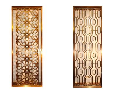 China New Classic/Postmodern Stainless Steel Folding Decorative Perforated Partition Panels Indoor Screens Lsaer Cut Metal Room Dividers for sale