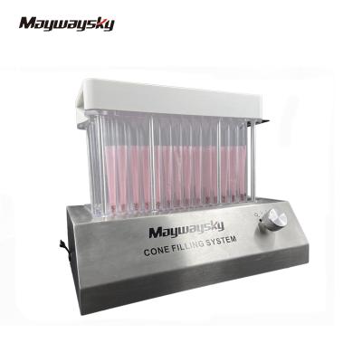 China Maywaysky High Precision Level Filling Compatible 100pcs King Size Pre-rolled Knockbox Cone Filling Machine for sale