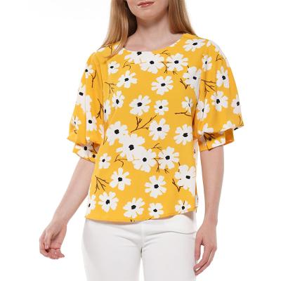 China Anti-wrinkle Women's European And American Market Fashion Hot Sale Floral Pattern Blouse for sale