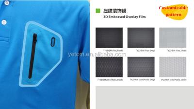 China Decoration embossed devorative coated film for fabric bonding and pocket logo seamless pressing for sale