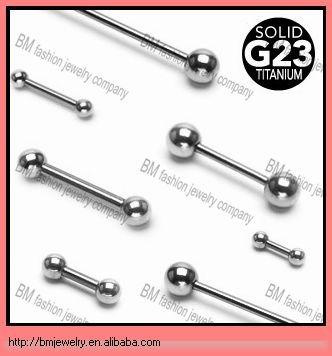 China Fashion Grade 23 Solid Titanium Barbells With Balls Piercing Jewelry Tongue Ring for sale