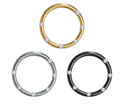 China Good Price High Quality High Quality Titanium G23 Gems Hinged Ring Nose Circle Septum Clicker Nostril Piercings Body Jewelry for sale