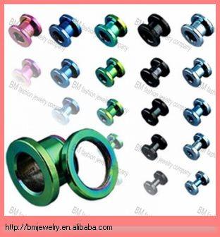 China Cool Coated Flesh Titanium Tunnel Screw Piercing Plug Piercing Stainless Steel Body Jewelry for sale