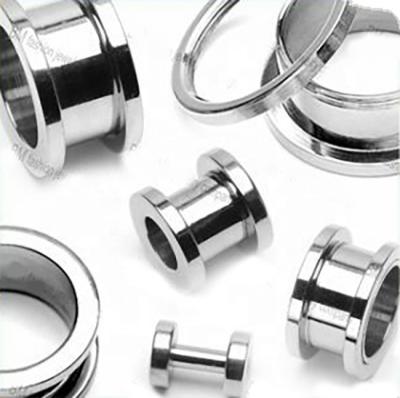 China Hiphop 316L Stainless Steel Screw Ear Flesh Tunnel Plug Body Jewelry Piercing Rings for sale