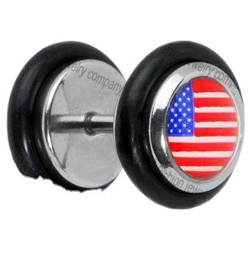 China 316L Stainless Steel Body Jewelry Fake Flag Logo Punk Plugs Earrings Piercing for sale