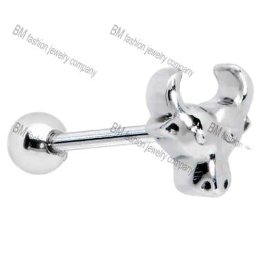 China Unique Stainless Steel Punk Style Bull Personalized Crazy Tongue Ring Piercing for sale