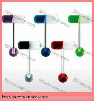 China Fashion Cool Popular Pill Acrylic Tongue Ring Body Piercing Jewelry for sale