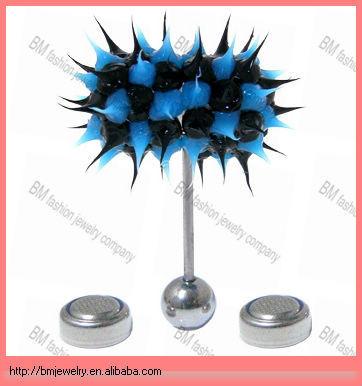 China Tongue Barbell Jewelry THRASHER LIX Tongue Ring Koosh Silicone Body Jewelry Piercing Vibrating Black-Blue Piercing Rings for sale