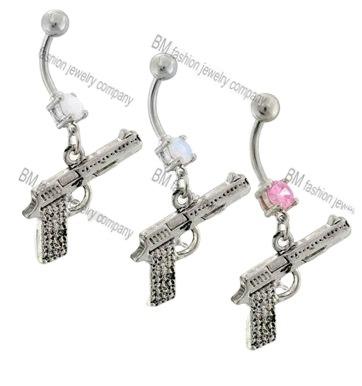 China Unique Hiphop Gun Dangle Belly Button Rings Navel Jewelry Body Piercing for sale