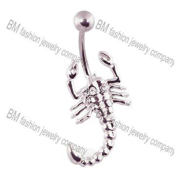 China 316L Stainless Steel Scorpion Belly Design Punk Belly Button Rings Body Jewelry for sale