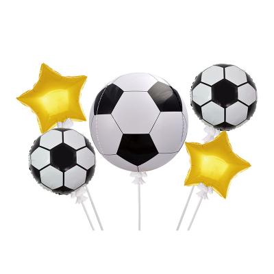 China Eco-friendly Materials 4D Soccer Ball Football Basketball Round Ball Shape Balloons Foil Balloons For World Cup Party Decoration Bar Supplies for sale