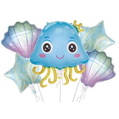 China I LOVE YOU Seahorse Jellyfish Underwater World Modeling Film Foil Balloon for sale