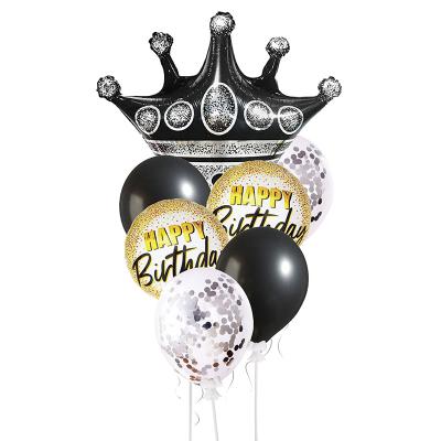 China 2022 HAPPY BIRTHDAY hot sale large size 100*90 centimeters blue crown shape happy birthday foil helium balloons in bulk for sale