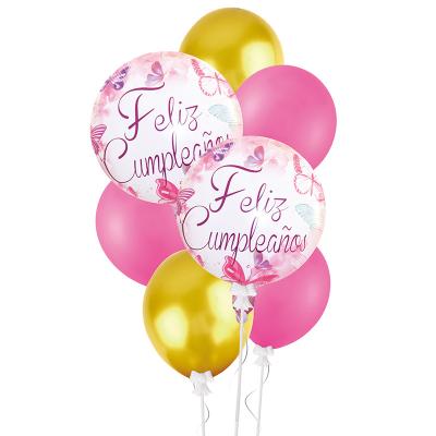 China HAPPY BIRTHDAY 18 inch round aluminum foil balloon Spanish foil balloon wedding room birthday party decoration color for sale